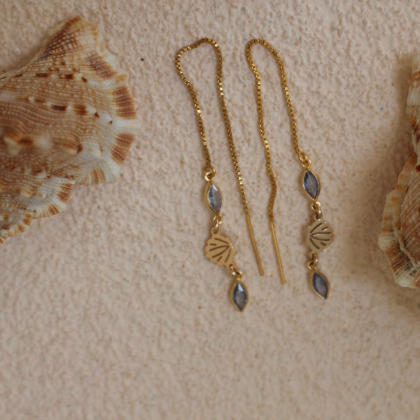 Venus Shell Gemstone Threader Earring