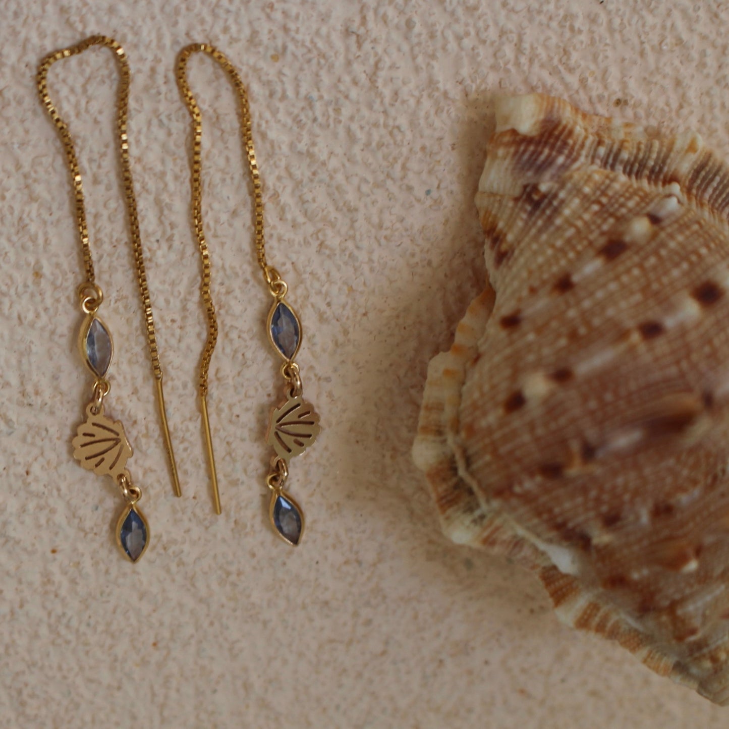 Venus Shell Gemstone Threader Earring