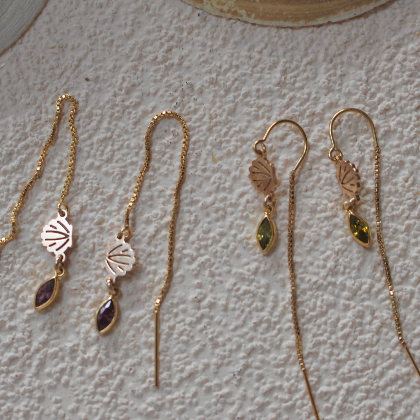 Venus Shell Gemstone Threader Earring