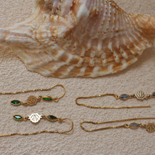 Venus Shell Gemstone Threader Earring