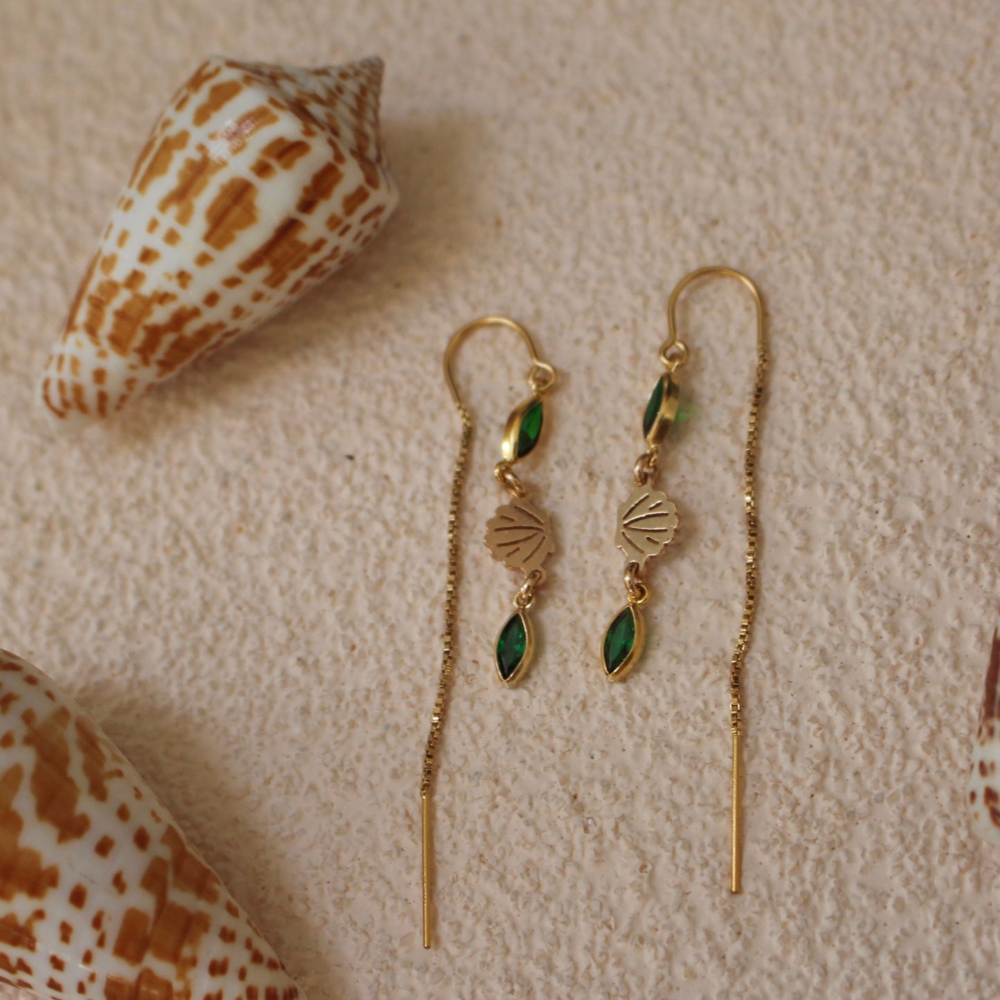 Venus Shell Gemstone Threader Earring